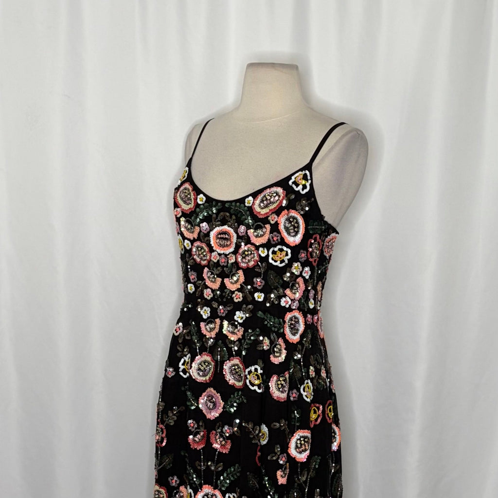 NEEDLE & THREAD Black Sequin Embellished Dress Beaded Party Special Occasion 8