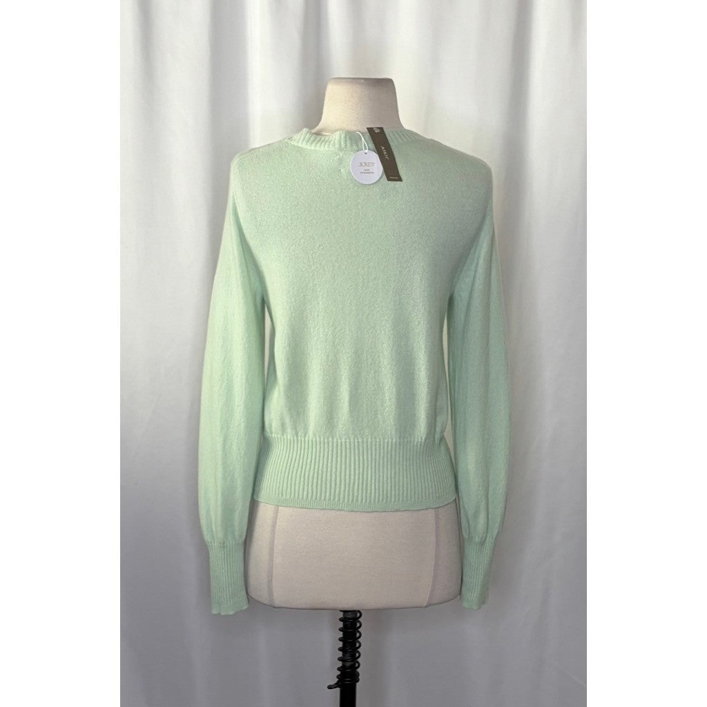 NWT!! J. CREW Cashmere Shrunken Crewneck Sweater Green Sheer Mint Knit Small
