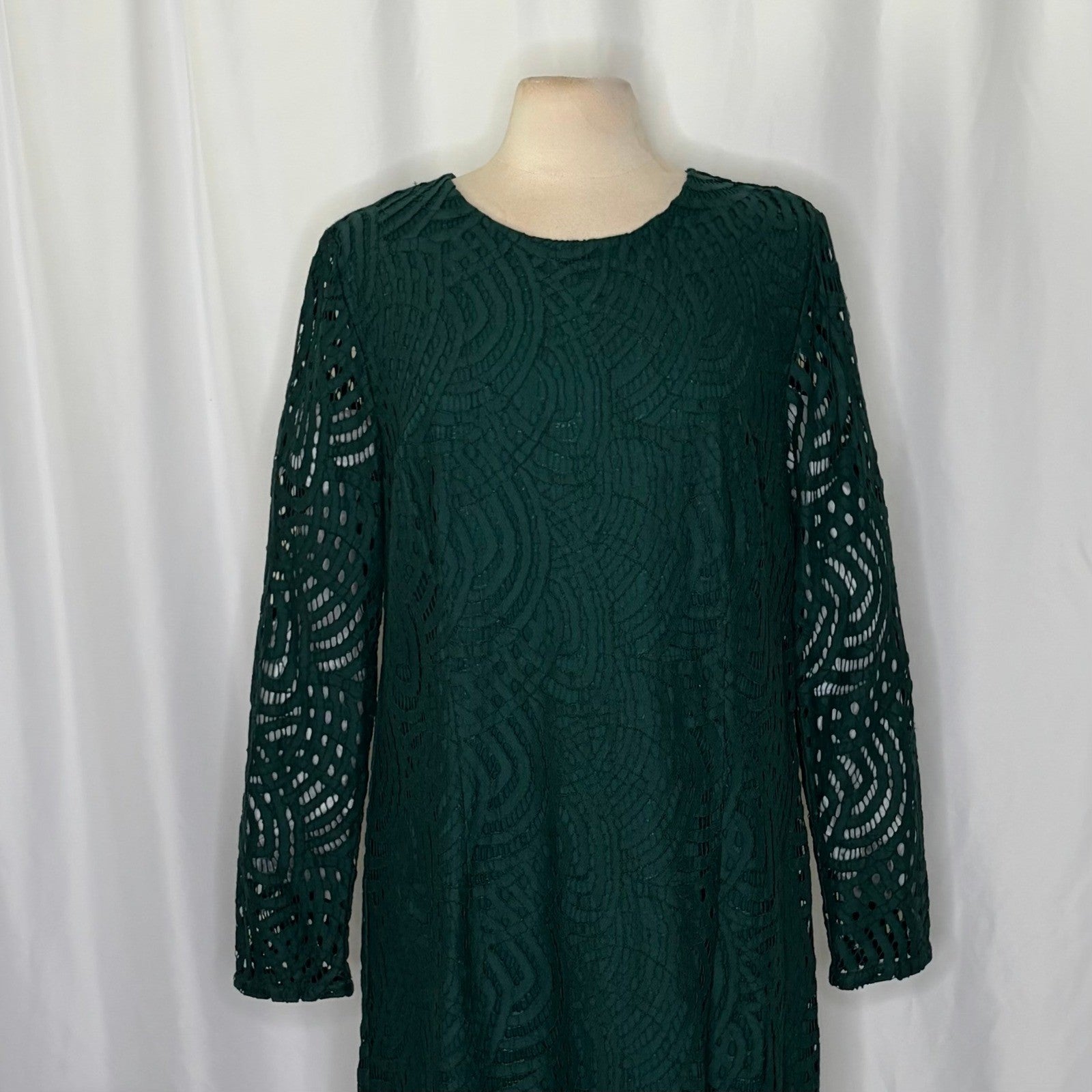 BODEN Zeta Emerald Green Lace Shift Dress Preppy Office Coquette Business 16