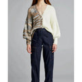 CINQ A SEPT Anabella Chunky Knit Cardigan Sweater Colorblock Space Dye Small