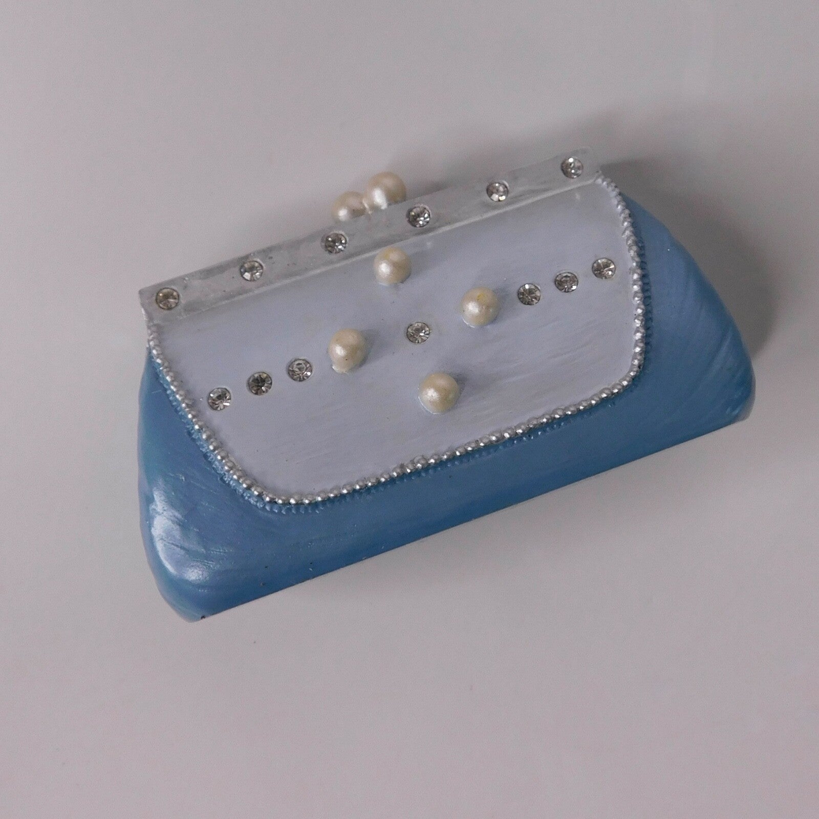 AVON "All Dressed Up" Blue Pearl Pump Shoe & Handbag Set of Two Fashion Figurine