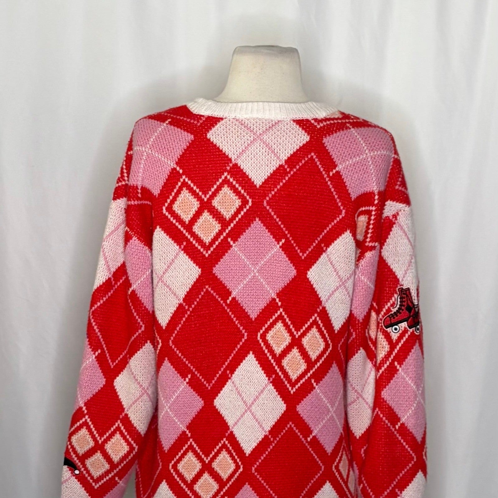 HARLEY QUINN Argyle Cardigan Sweater DC Comics Harlequin Batman Joker Small