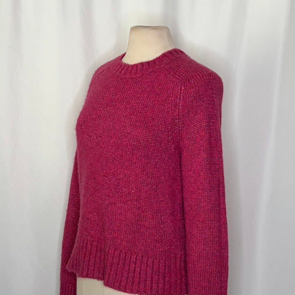 J. CREW Alpaca Blend Crewneck Sweater Pink Merino Wool Heathered Fuchsia Medium