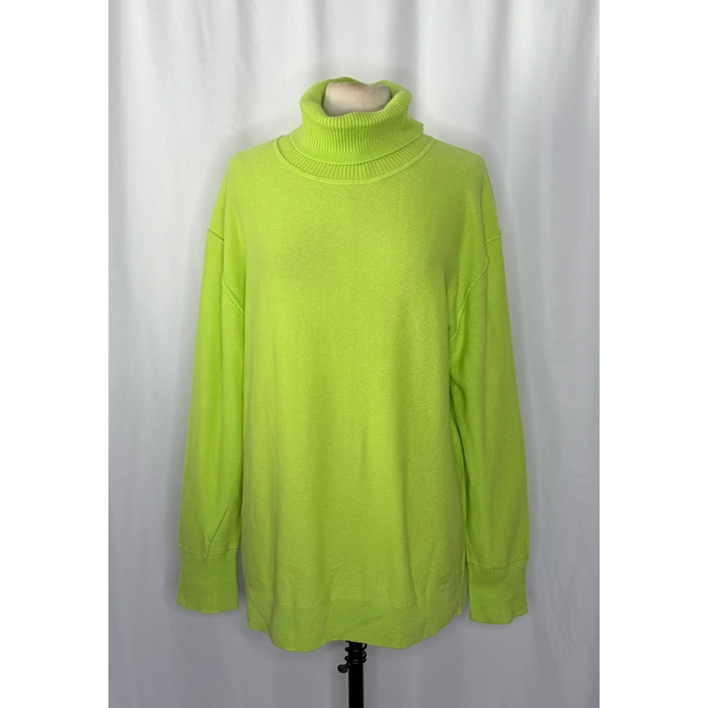 NWT!! FREE PEOPLE Treasure Turtleneck Cashmere Sweater Lime Punch Knit Large