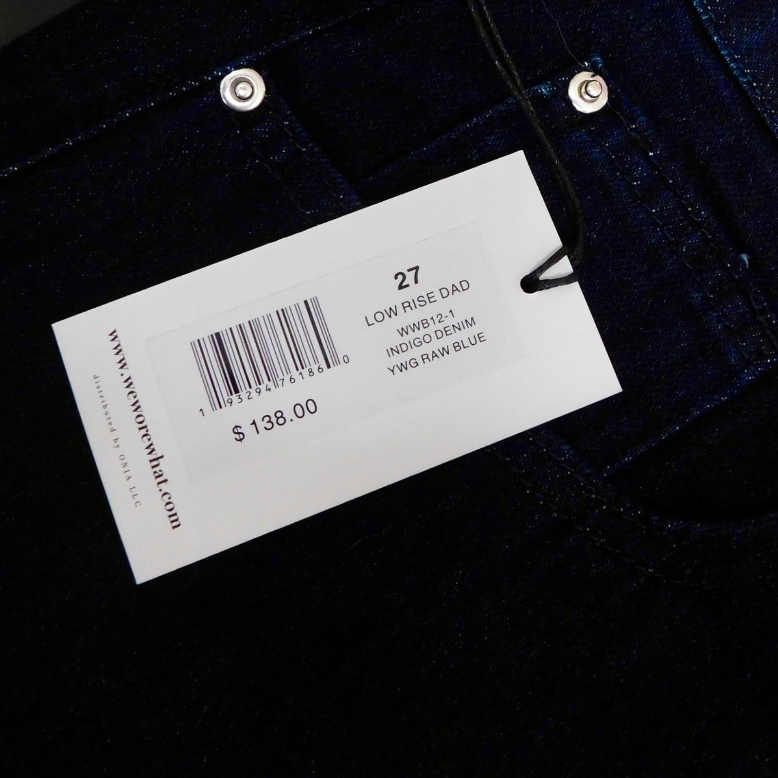 NWT!! WEWOREWHAT Low Rise Dad Jeans Dark Wash Blue Raw Hems Denim Casual Size 27