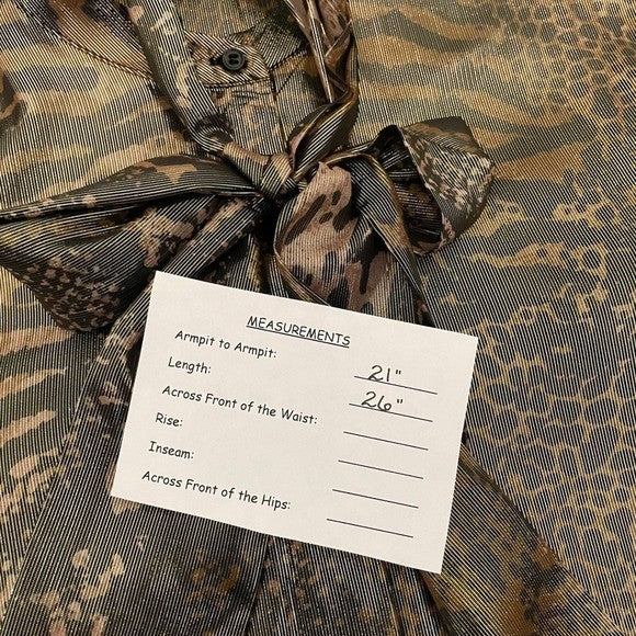 REISS Kendall Metallic Animal Print Tie Neck Blouse Gold Buttondown Size 8