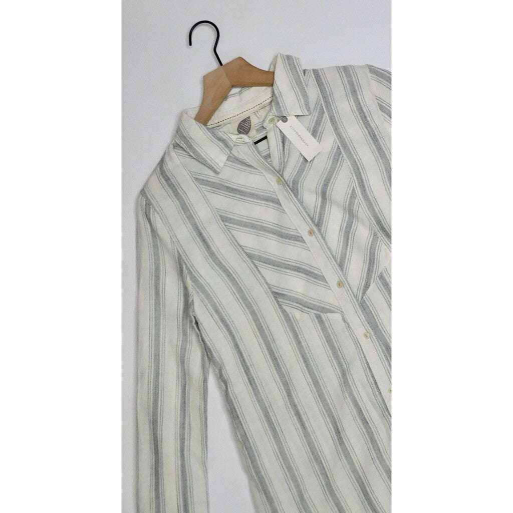 NWT!! Anthropologie LILKA Windrift Stripe Button Down Shirt Top Cotton X-Small