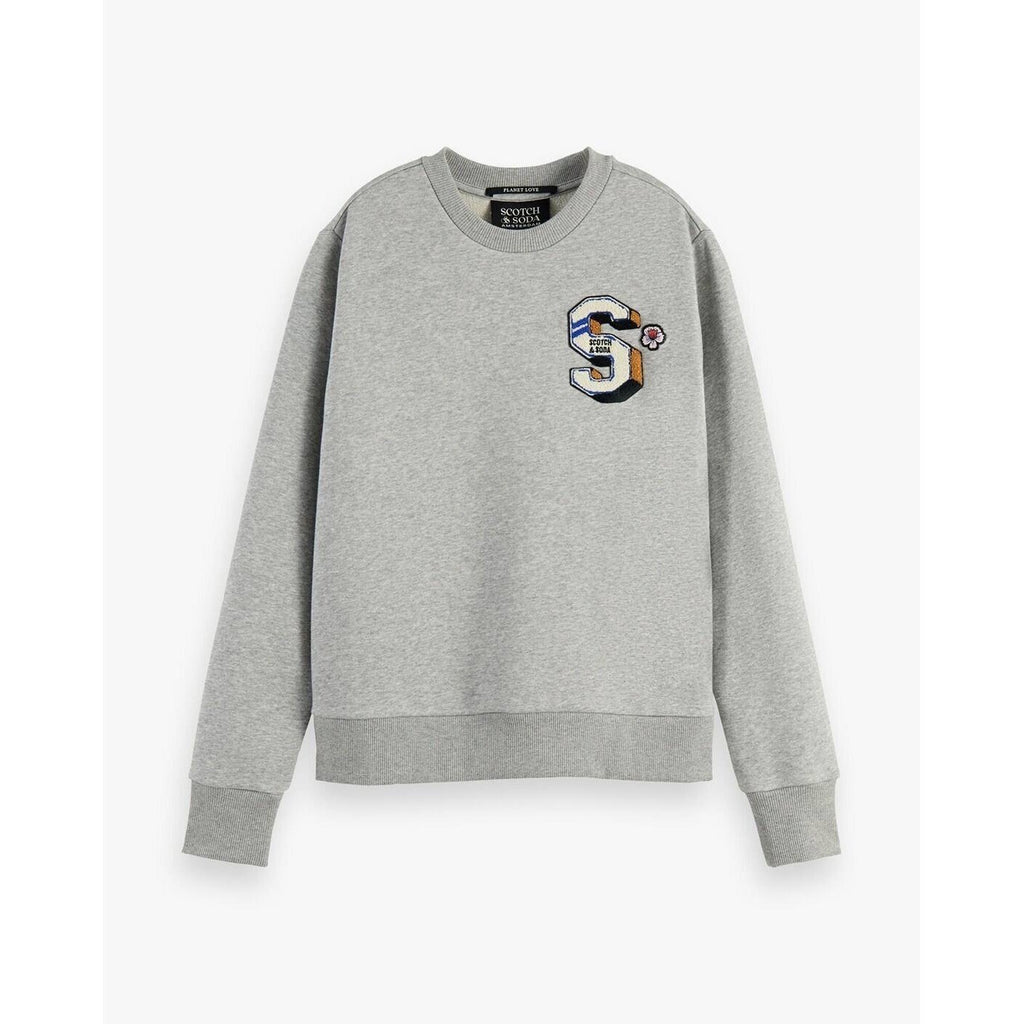 SCOTCH & SODA Artwork Crew Neck Sweatshirt Gray Monogram S Academia Medium