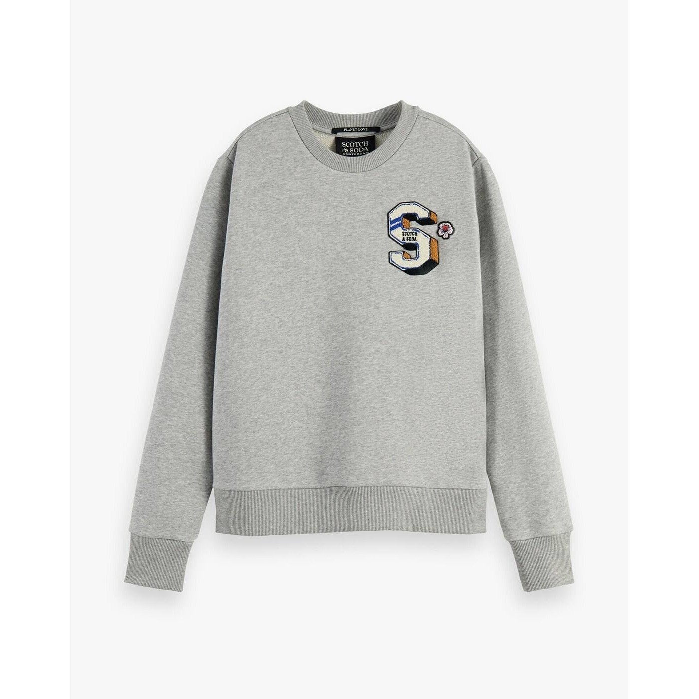 SCOTCH & SODA Artwork Crew Neck Sweatshirt Gray Monogram S Academia Medium