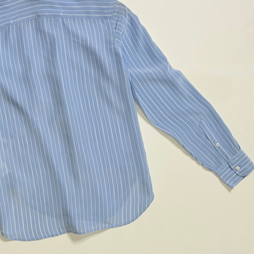 NWT!! J. CREW Jules Club Collar Shirt Striped Crepe De Chine Blue Stripe Size 00