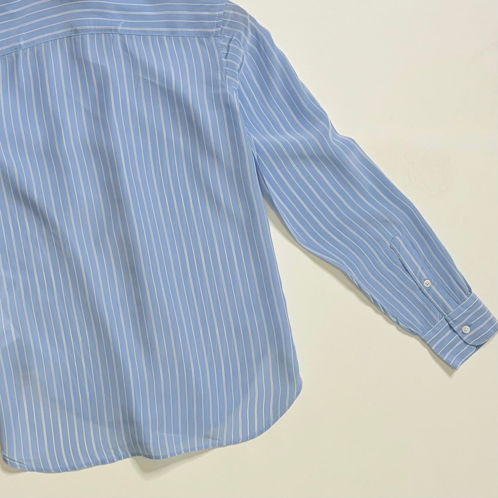 NWT!! J. CREW Jules Club Collar Shirt Striped Crepe De Chine Blue Stripe Size 00