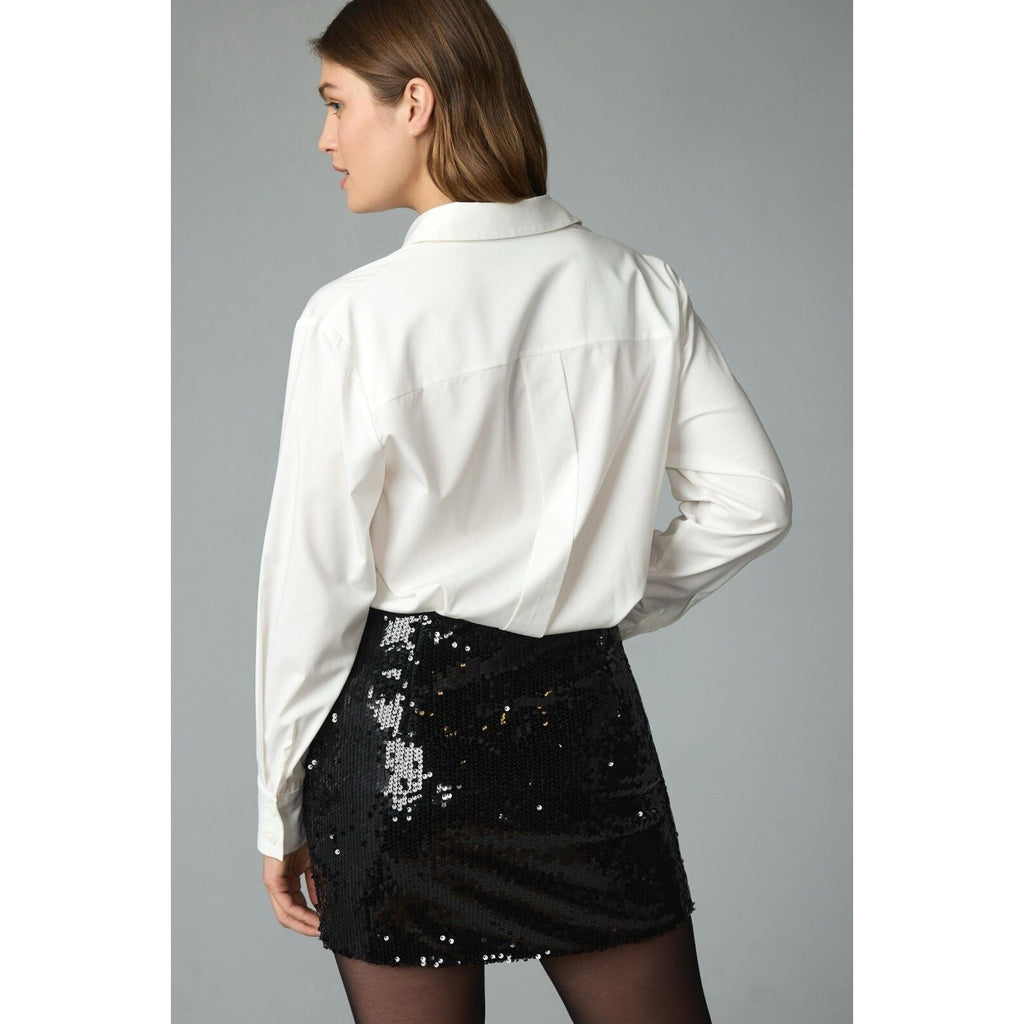 Anthropologie MARE MARE Buttondown Sequin Twofer Dress Black White X-Small