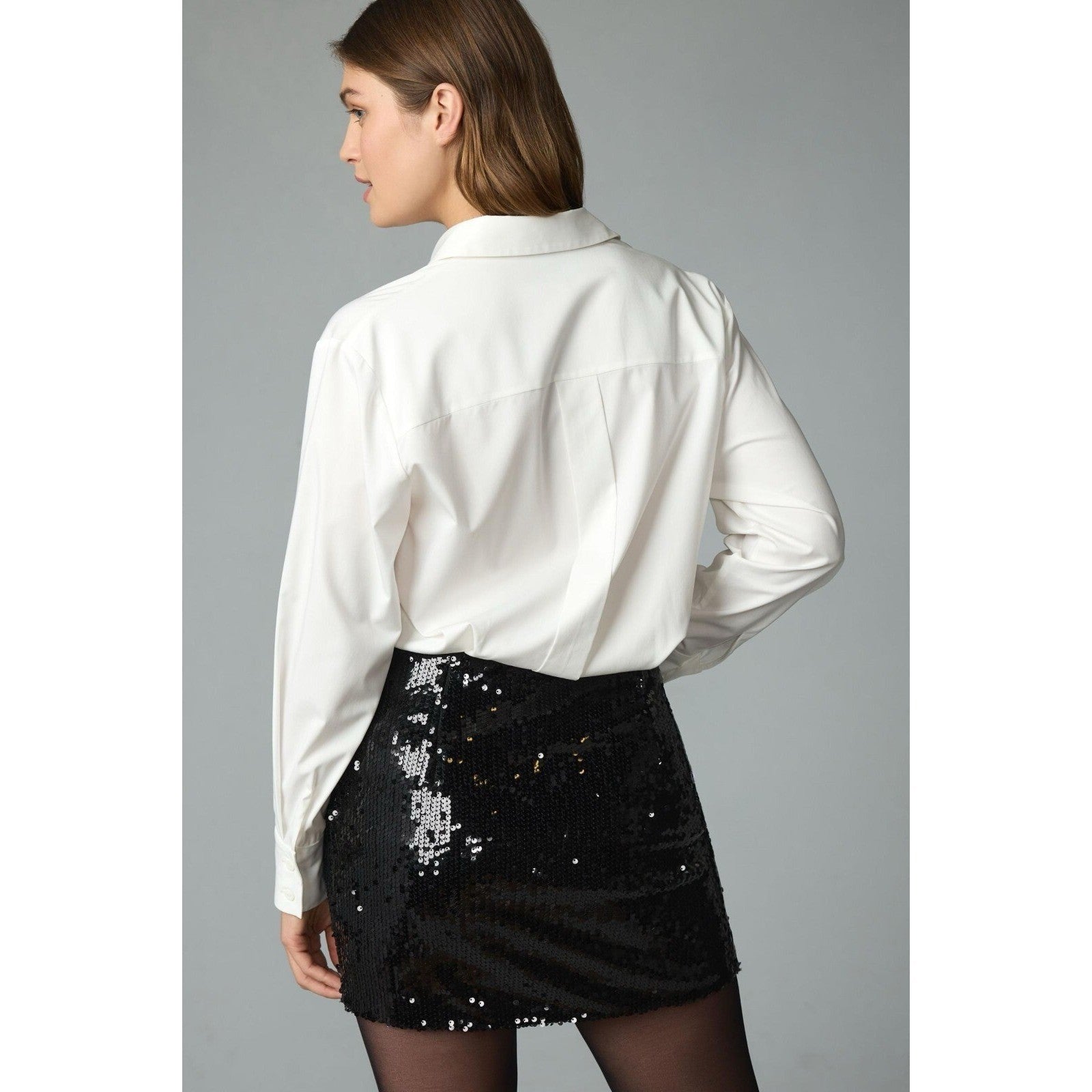 Anthropologie MARE MARE Buttondown Sequin Twofer Dress Black White X-Small
