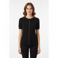ELIE TAHARI Black Merino Wool Beaded Studded Short Sleeve Sweater Knitwear Small