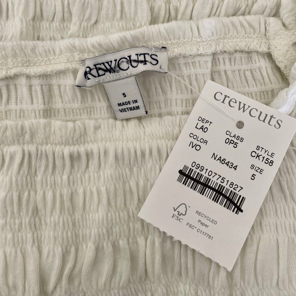 NWT!! Girl's J. CREW Crewcuts Smocked Lettuce-Edge Tank Crinkled Jersey Size 5