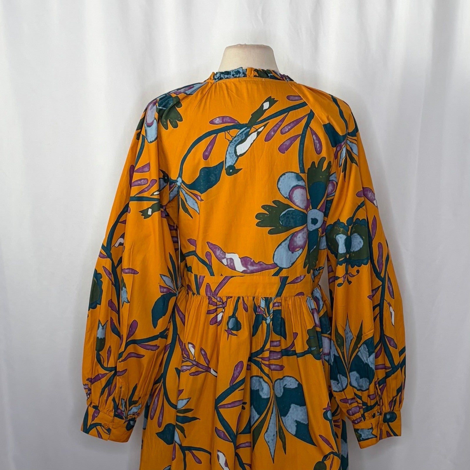 NEW!! Anthropologie LET ME BE Tropical Floral Dress Raglan Long Sleeves Large