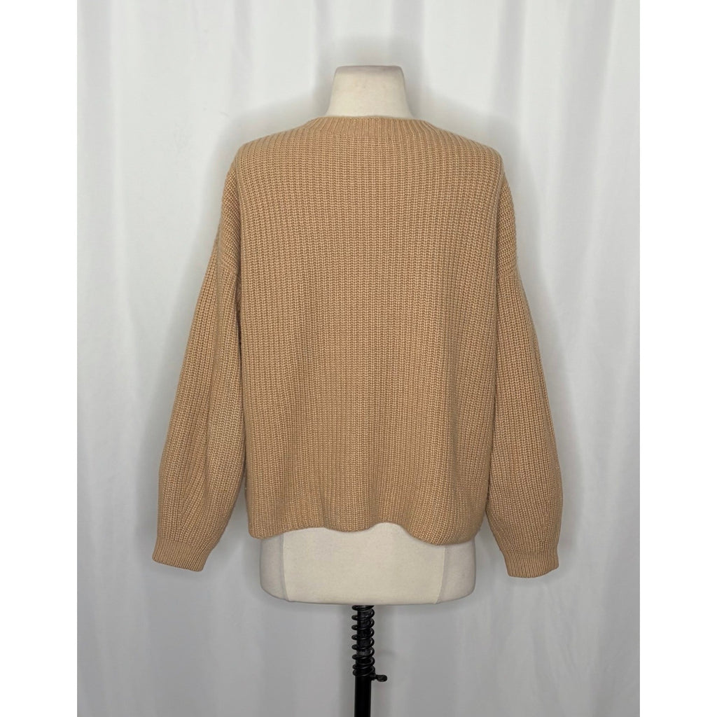 EILEEN FISHER Cashmere Round Neck Pullover Ribbed Shaker Knit Sweater Small