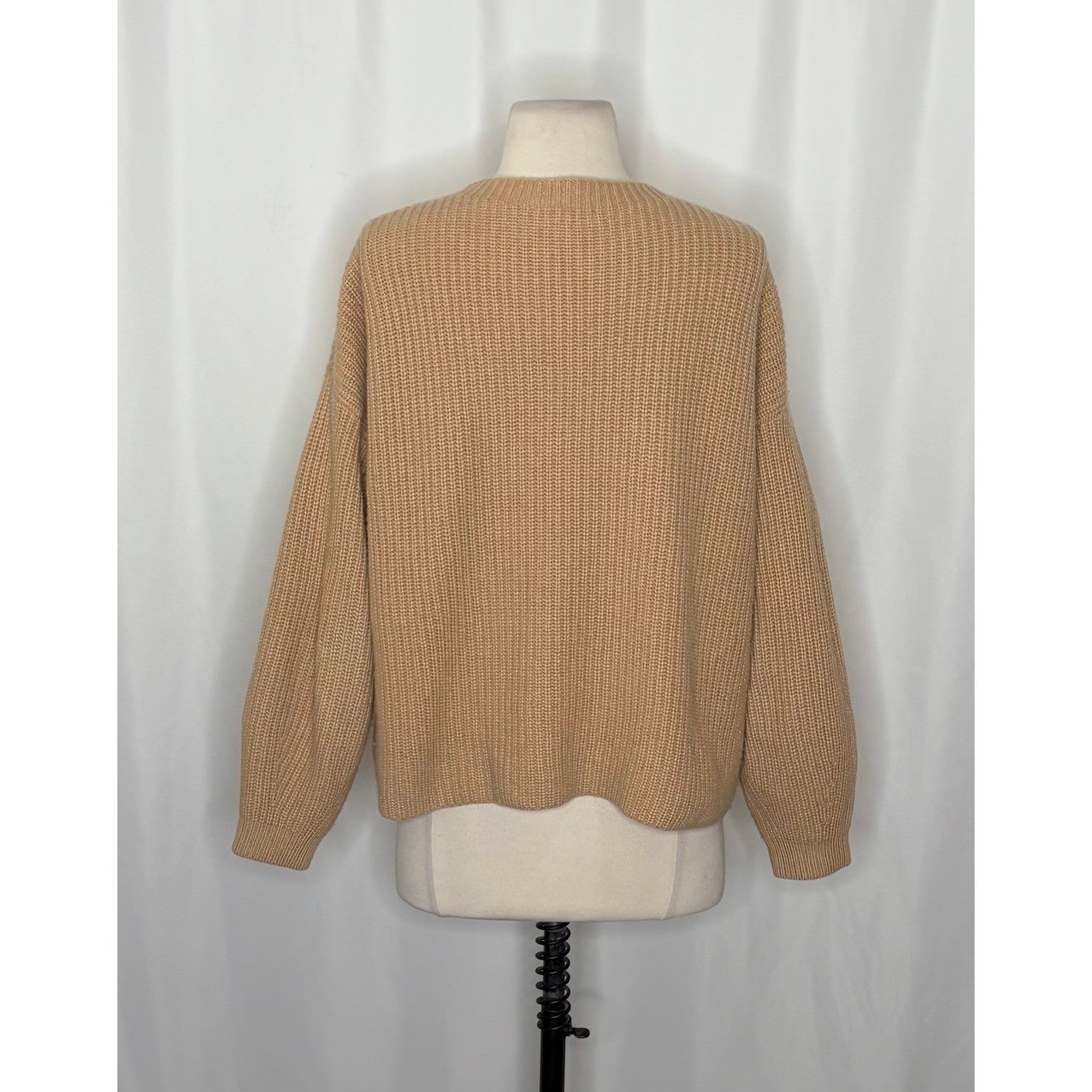 EILEEN FISHER Cashmere Round Neck Pullover Ribbed Shaker Knit Sweater Small