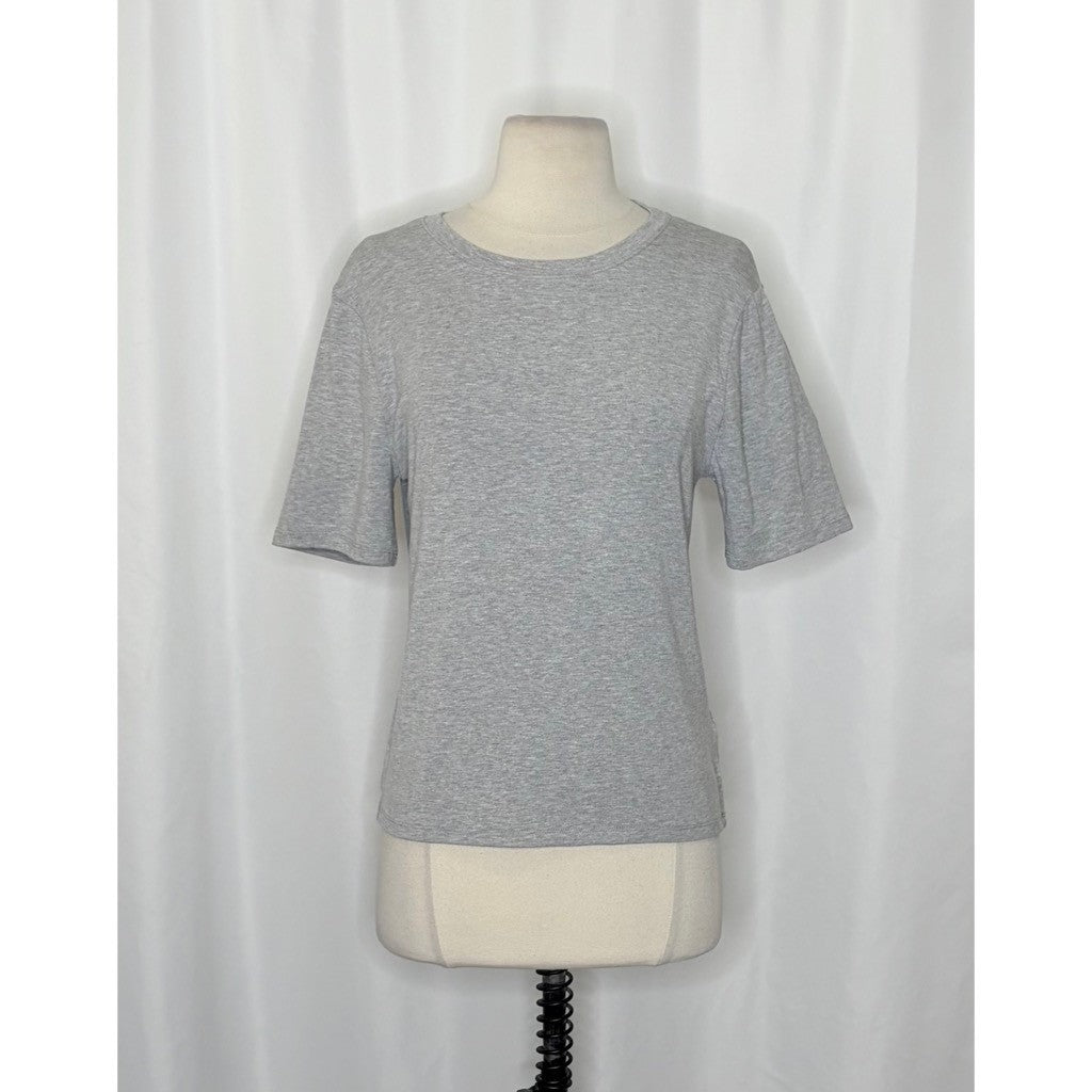 J. CREW Refined Rib Elbow-Sleeve T-Shirt Tee Top Shirt Heathered Silver Large