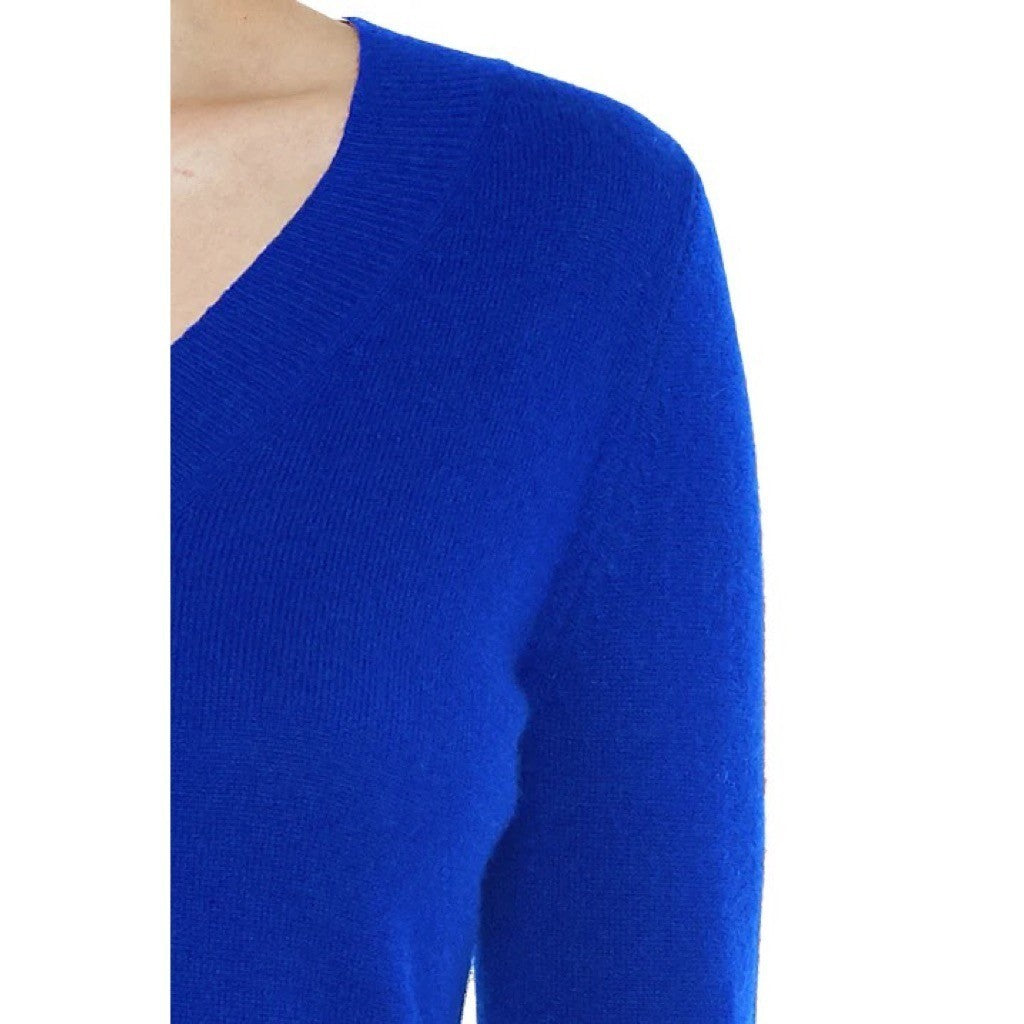 JENNIE LIU Cashmere Ava V Neck Sweater Cobalt Blue Knitwear Preppy X-Small