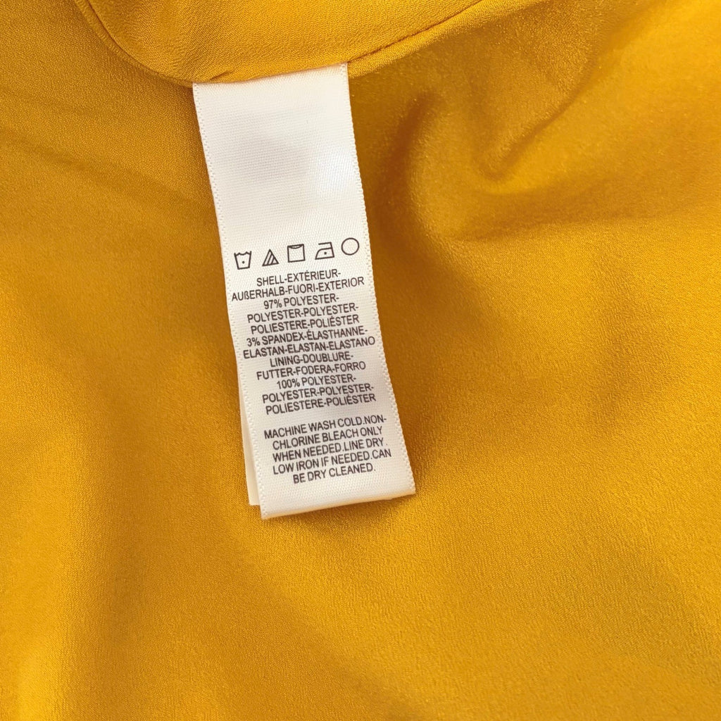 DRESS THE POPULATION Mallory Point Collar Half Zip Midi Dress Solid Yellow XS