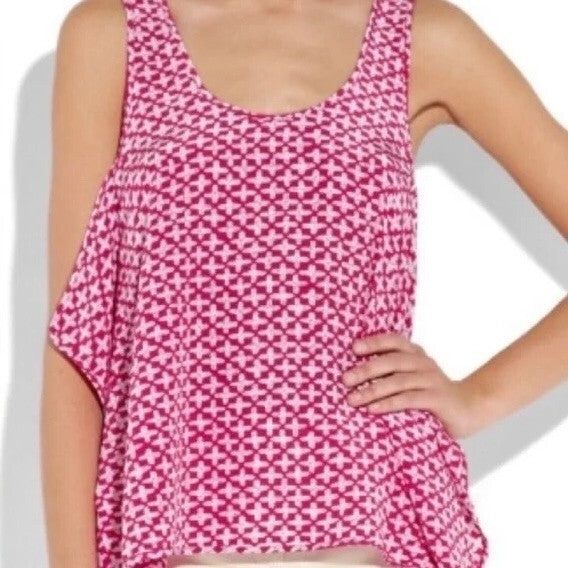 NWT!! THAKOON Addition Silk Printed Tank Top Geranium Pink White Size 2