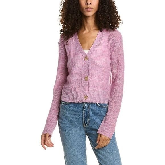 Revolve MONROW Two Piece Twinset Cardigan Tank Sweater Wool Mohair Purple XS