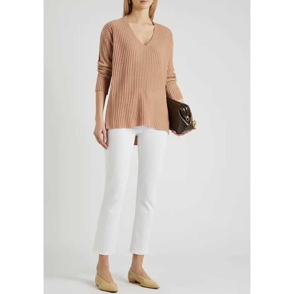 EILEEN FISHER Rose 100% Cashmere Ribbed Knit Jumper Sweater V-Neck Small Petite