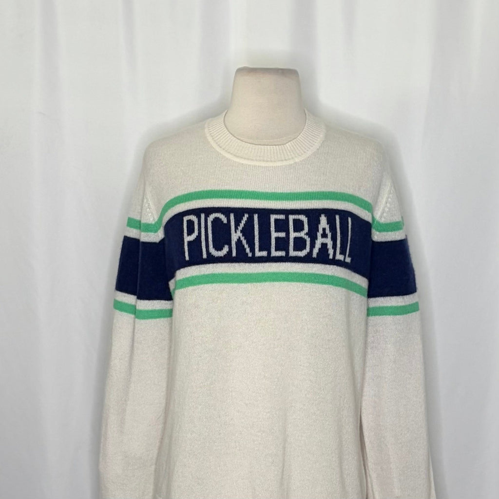 ALASHAN Cashmere Pickleball Sweater Pullover Sporty Text Script Preppy X-Large