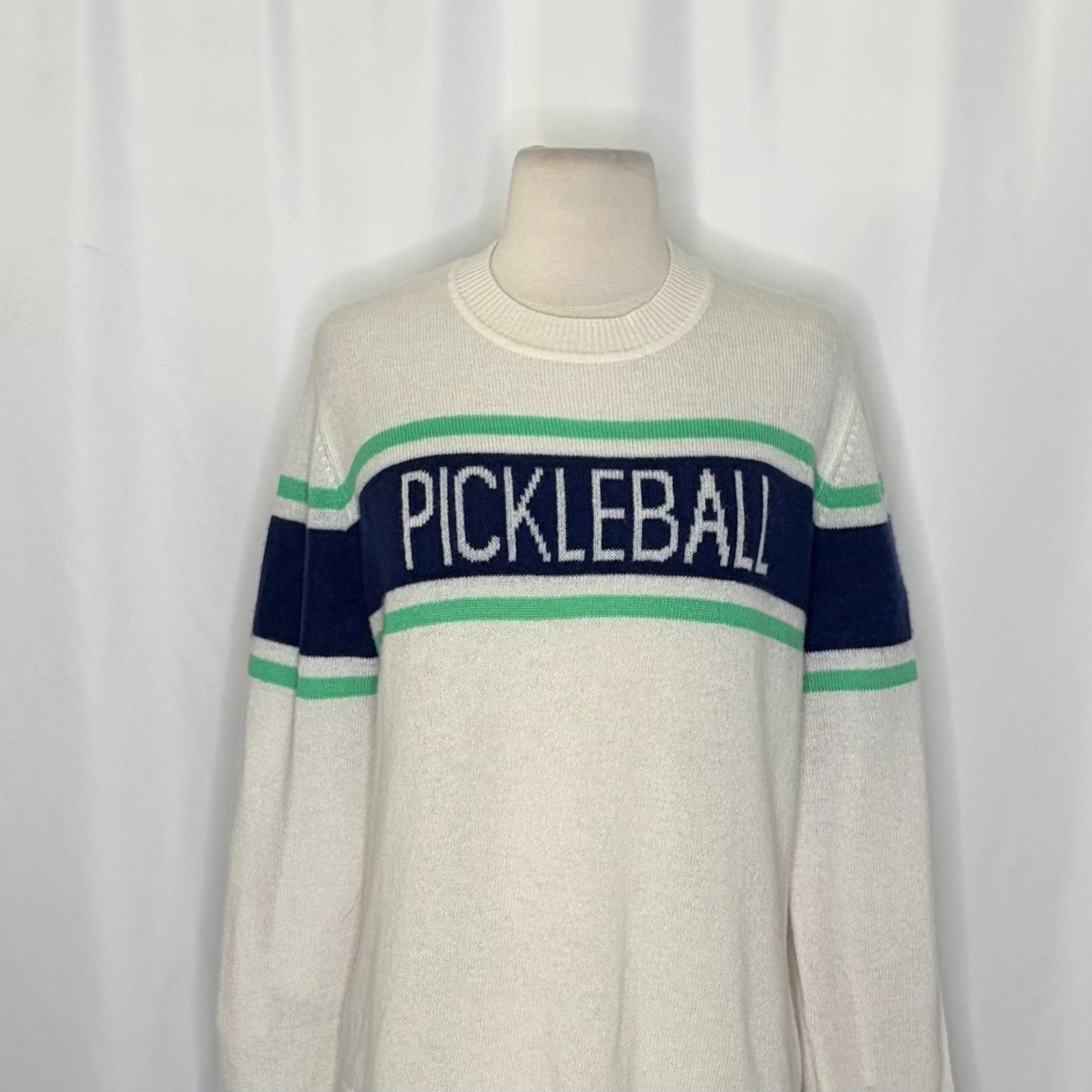 ALASHAN Cashmere Pickleball Sweater Pullover Sporty Text Script Preppy X-Large