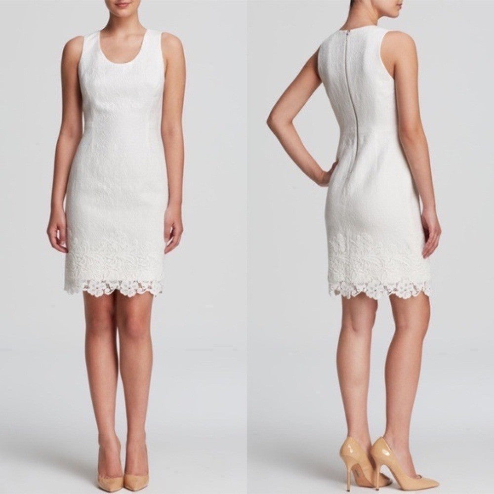 REBECCA TAYLOR Matelasse White Jacquard Lace Shift Dress Bridal Wedding Size 2