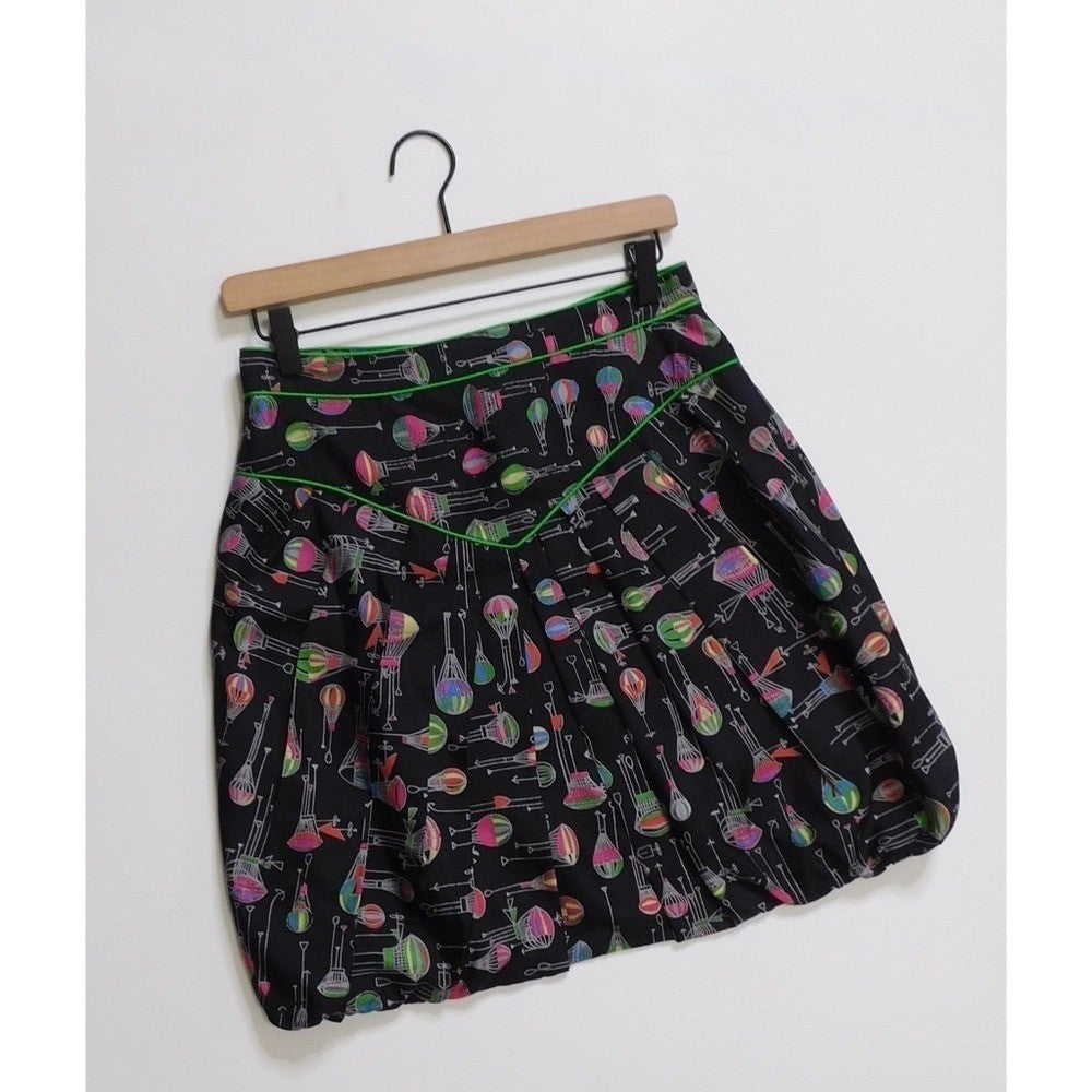 Anthropologie ANNA SUI Montgolfier Silk Skirt Hot Air Balloon Print Size 6
