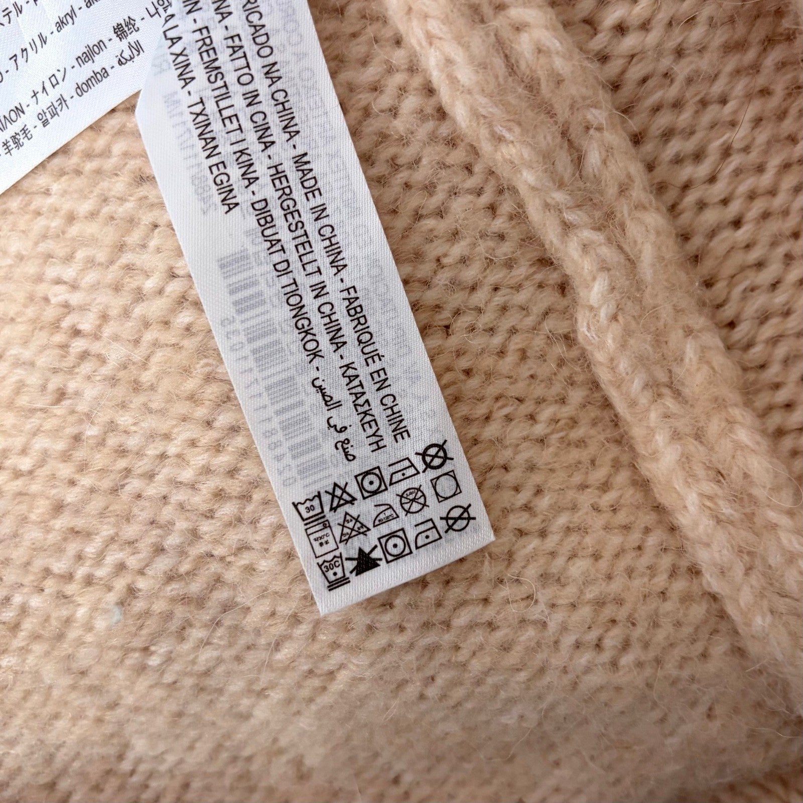 ZARA Alpaca Knit Midi Dress Light Tan Sand Coastal Blogger Favorite Medium