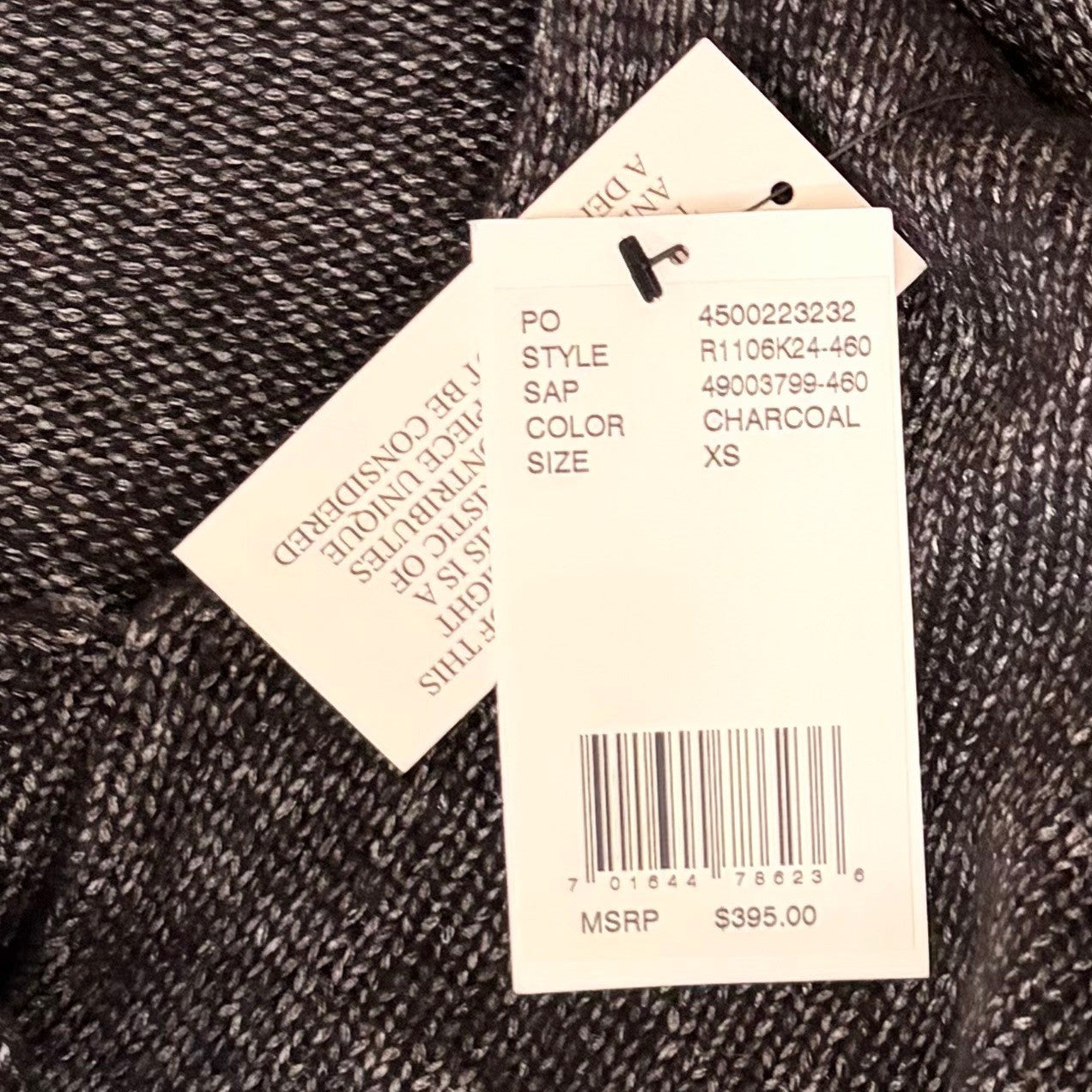 NWT!! ROBERT RODRIGUEZ Wool Blend Charcoal Ruffled Cardigan Cape Sweater X-Small