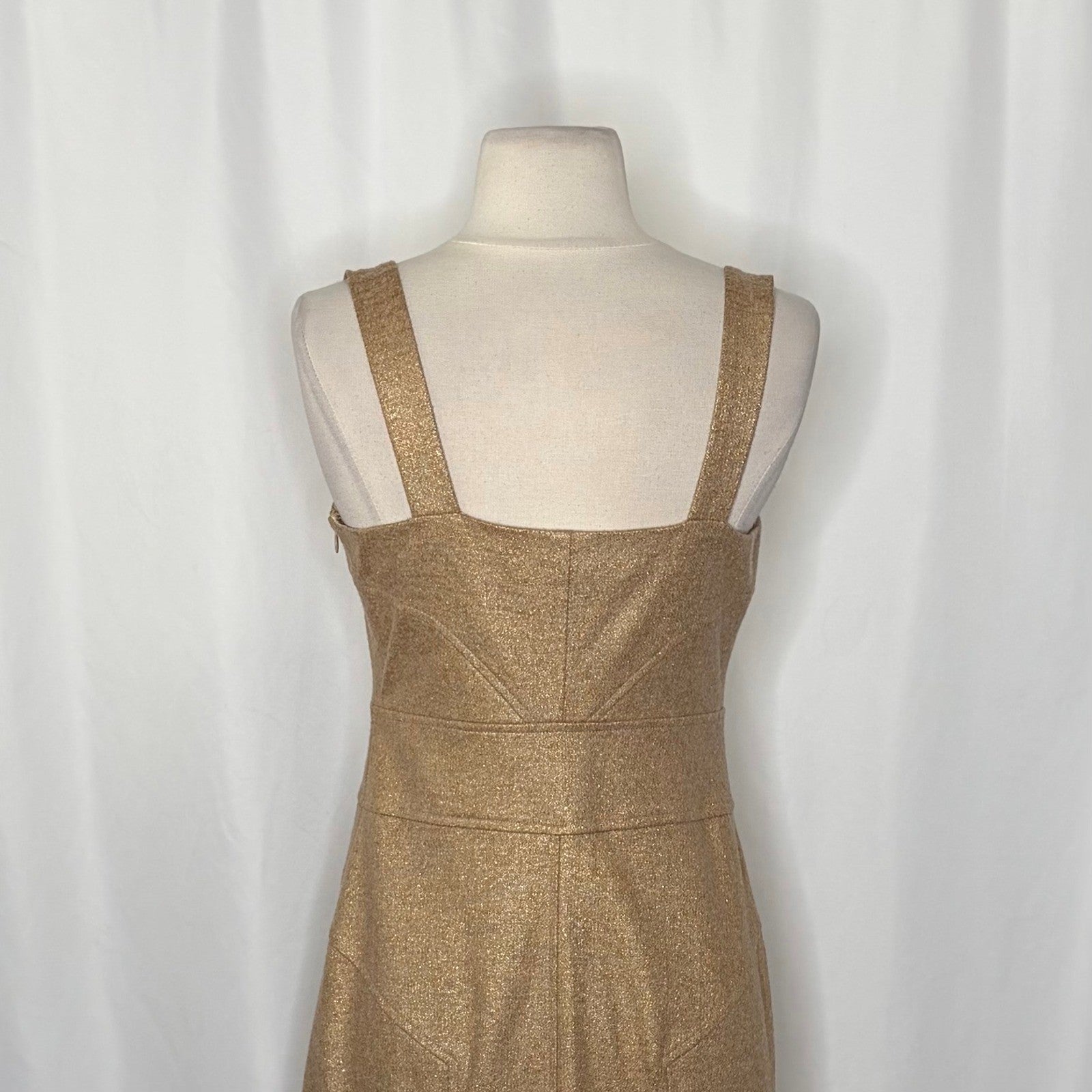 DVF DIANE VON FURSTENBERG Jiwon Gold Metallic Dress Sheath Glam Party Size 8