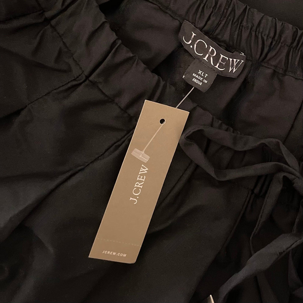 NWT!! J. CREW Pleated Tie Waist Mini Skirt Solid Black Poplin Pleated XL Tall