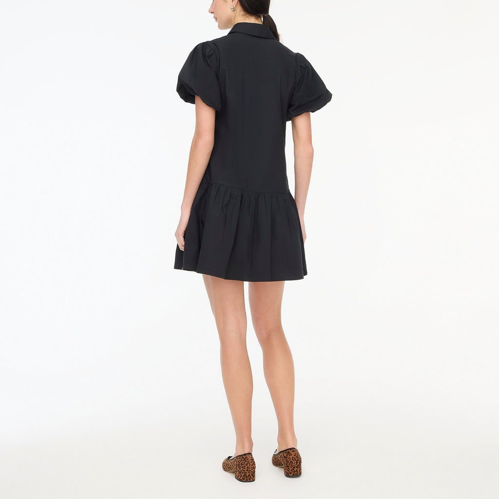NWT!! J. CREW FACTORY Bubble Sleeve Shirtdress Solid Black Shirt Dress Size 8