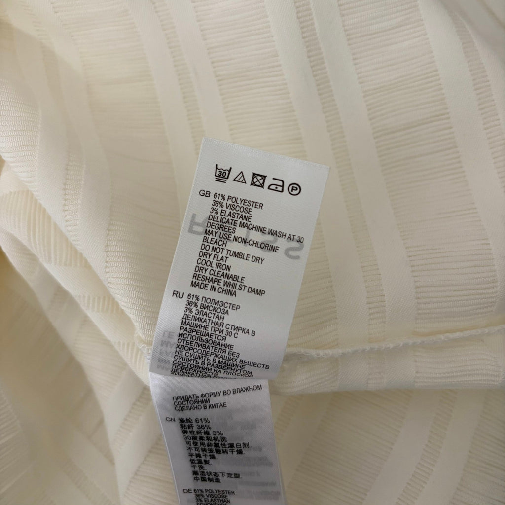 REISS Mandy Pleat-Detail Top Blouse White Solid Pullover Chic Professional Large