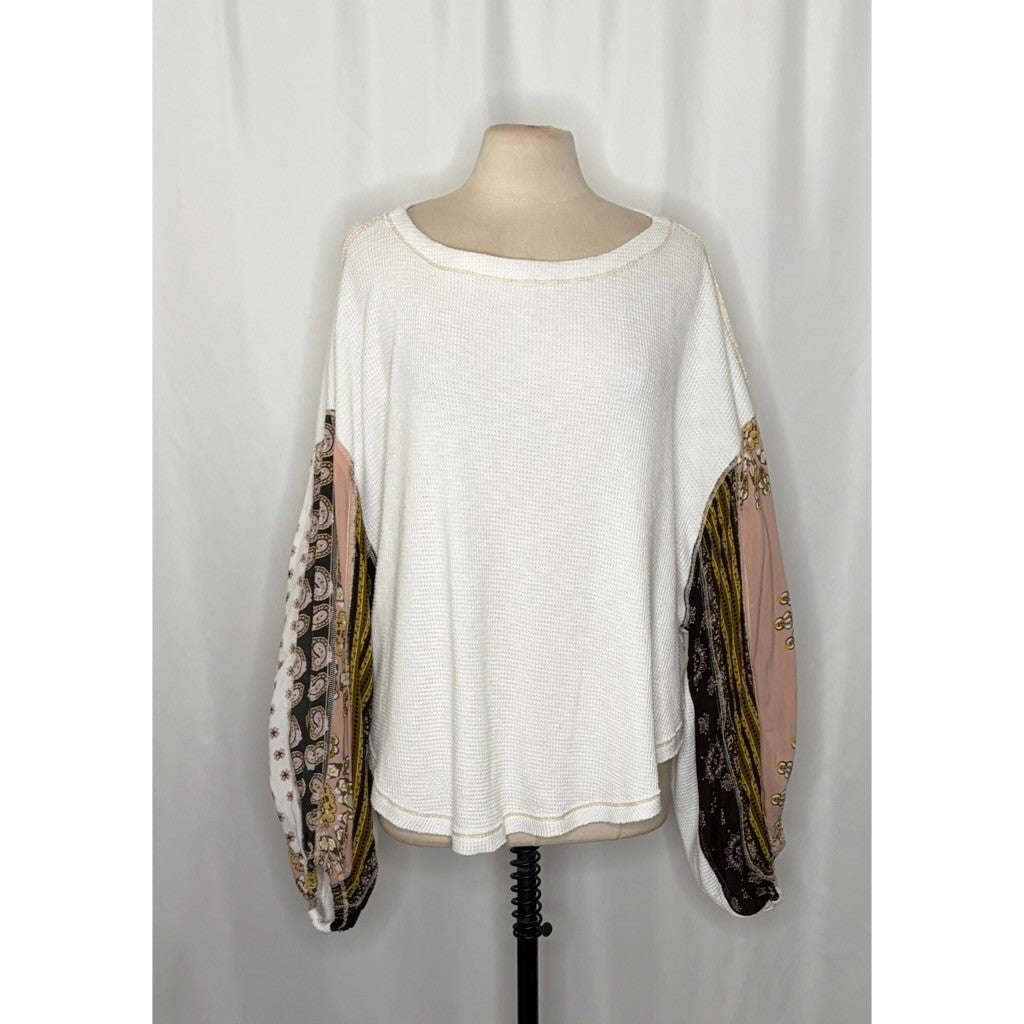 Free People WE THE FREE Blossom Thermal Top Shirt Bohemian Oversized Large