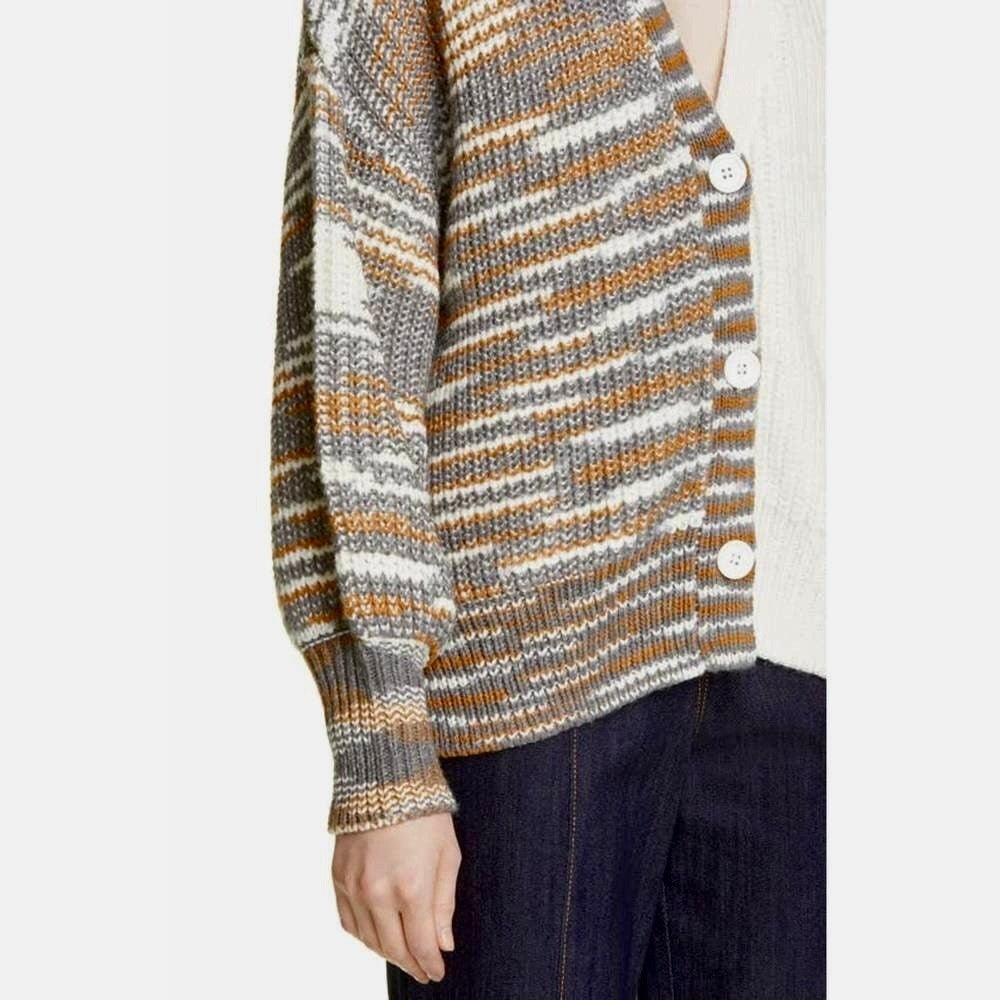 CINQ A SEPT Anabella Chunky Knit Cardigan Sweater Colorblock Space Dye Small