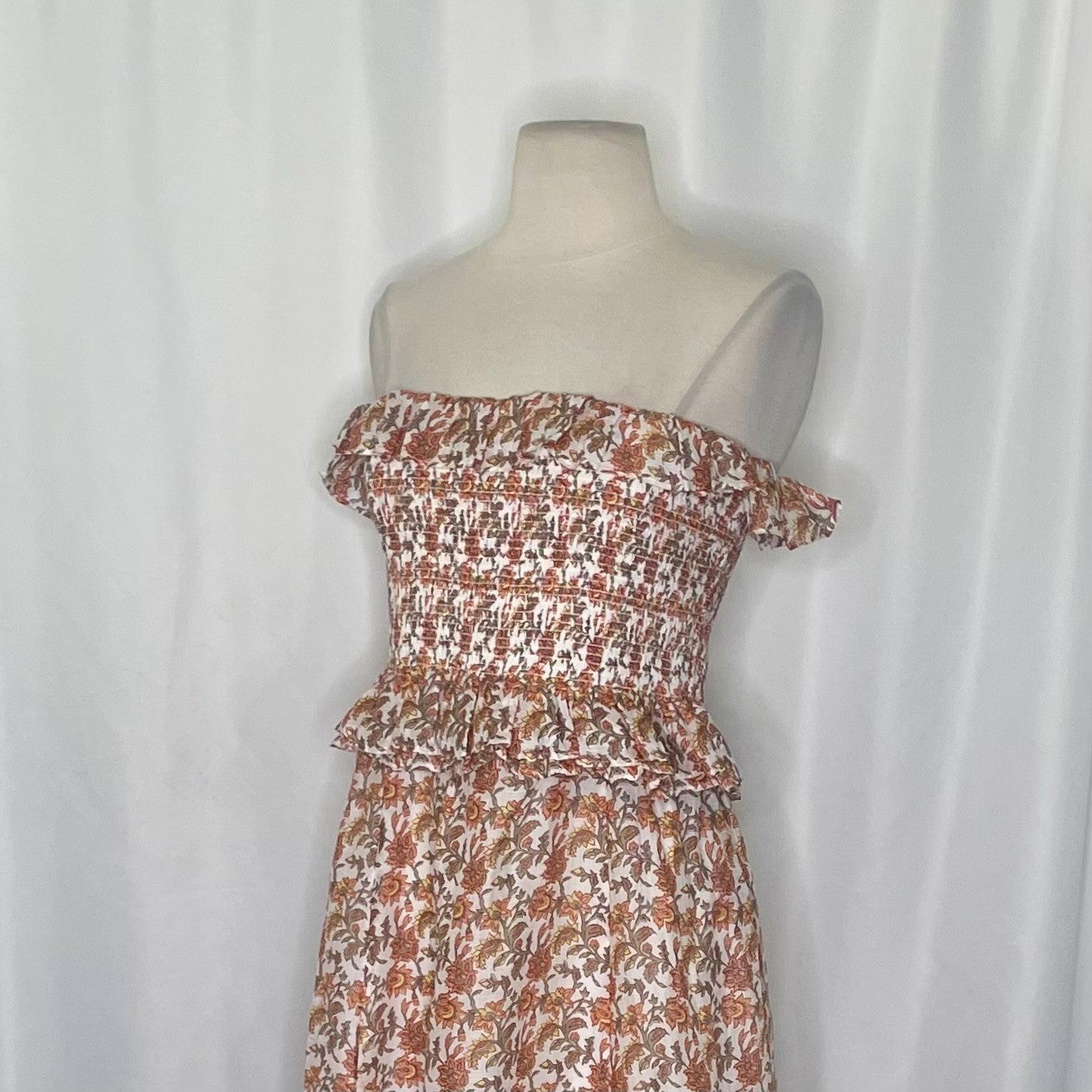 NWT!! J. CREW Ravenna Dress Sunset Rose Blockprint Floral Ramie Strapless Small