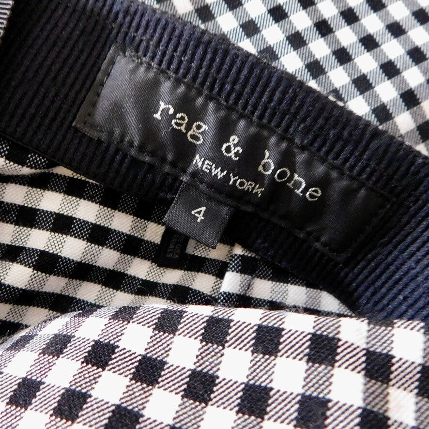 Revolve RAG & BONE Simone Gingham Pants Check Black White Tapered Size 4