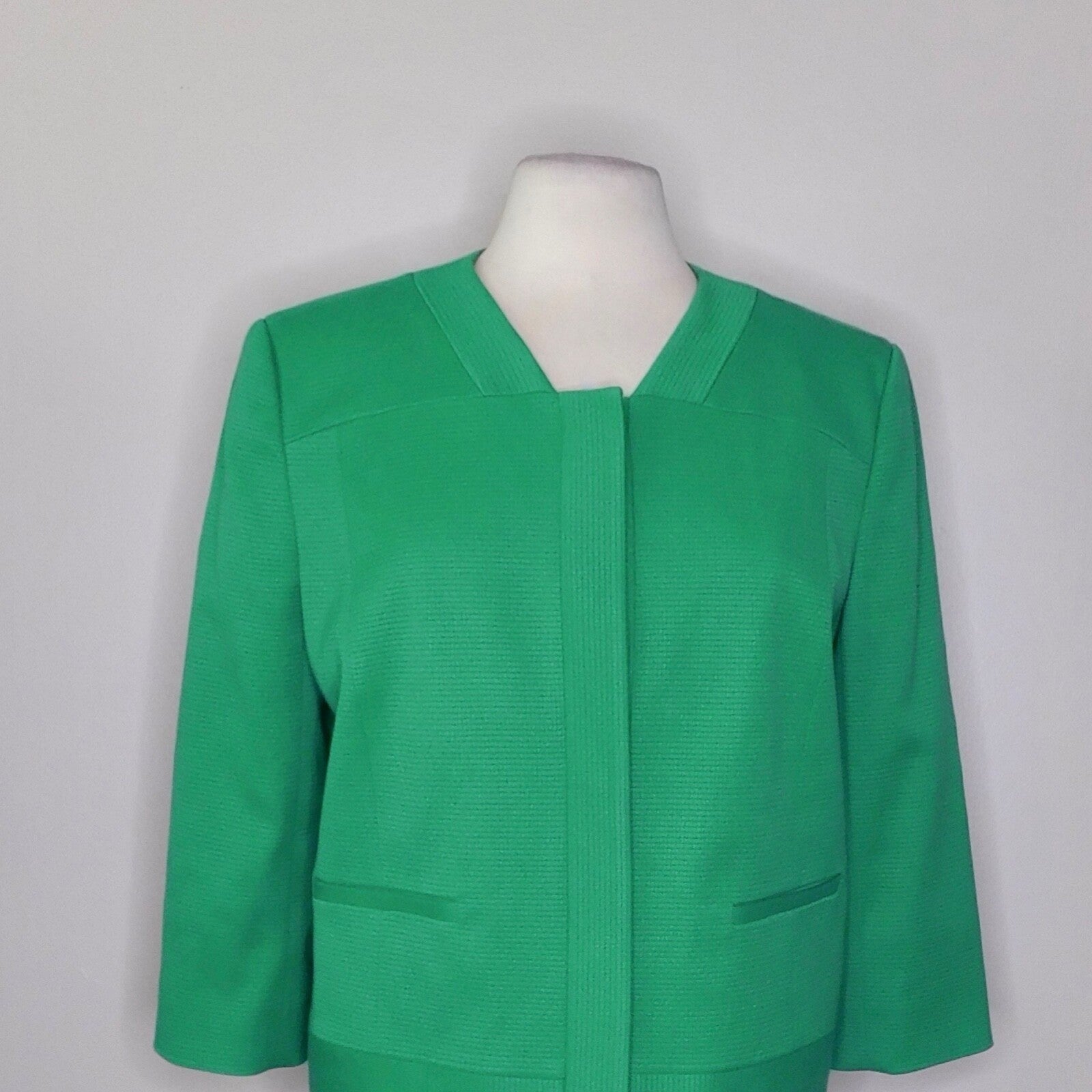 CLASSIQUES ENTIER Kelly Green Blazer Jacket Snap Closures Windowpane Large