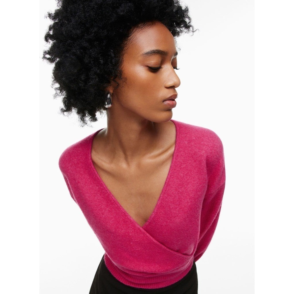 Aritzia WILFRED SoftSpoke Dear Sweater Relaxed V-Neck Wrap Wweater XXS XX-Small