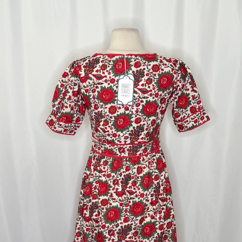 NWT!! Tuckernuck PINK CITY PRINTS Peony Bird Evelyn Dress Floral Maxi X-Small