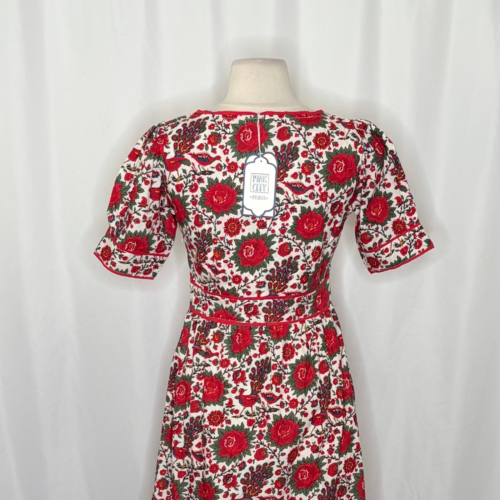 NWT!! Tuckernuck PINK CITY PRINTS Peony Bird Evelyn Dress Floral Maxi X-Small