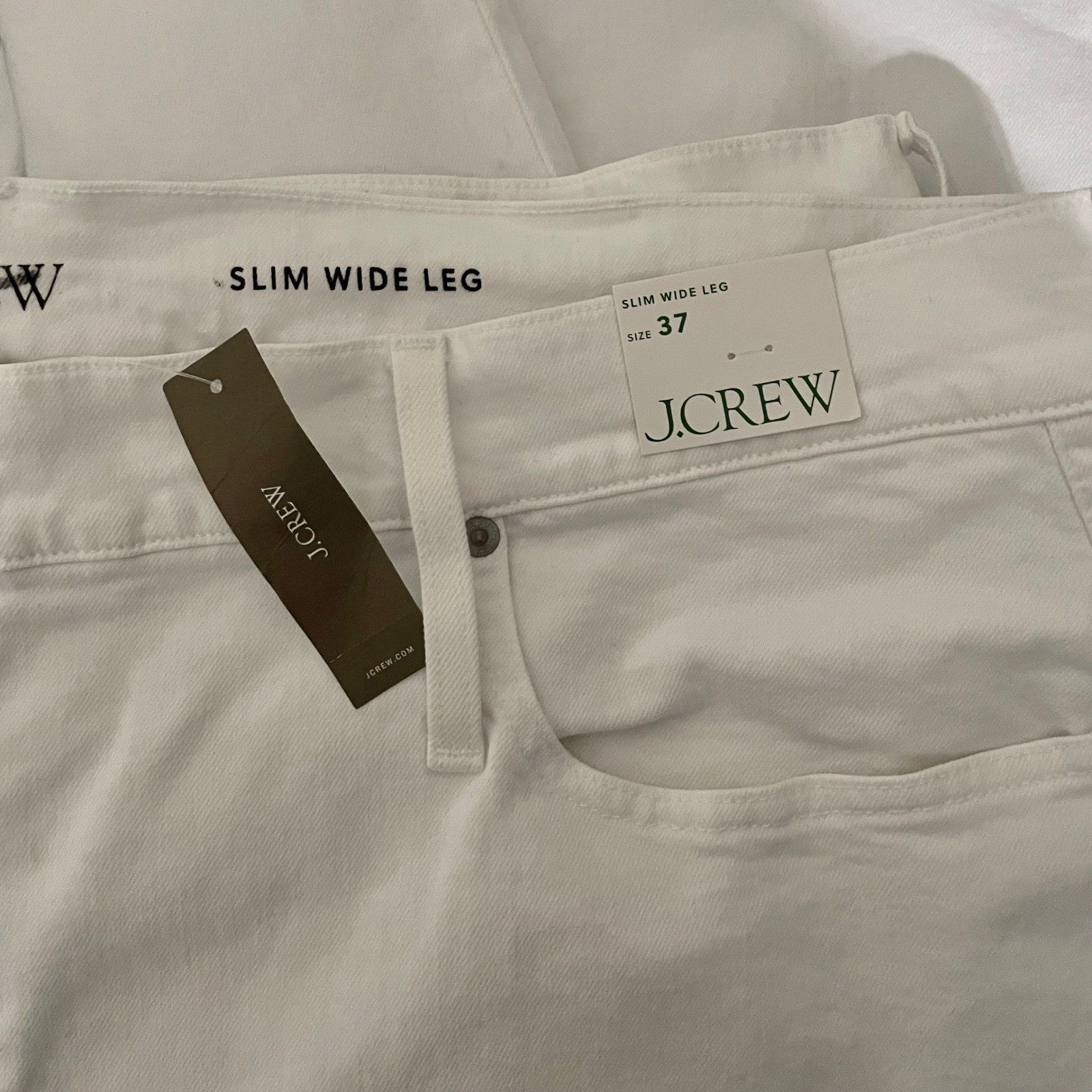 NWT!! J. CREW Slim Wide-Leg Jeans White Wash Classic 5 Pocket Denim Size 37