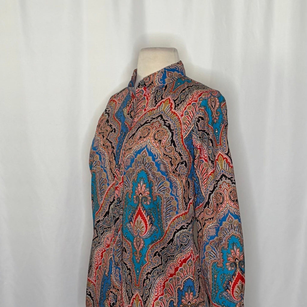 J. CREW Slim Perfect Shirt Ratti Mediterranean Paisley Print Buttondown Size 2