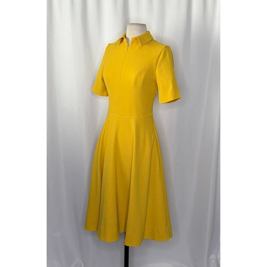DRESS THE POPULATION Mallory Point Collar Half Zip Midi Dress Solid Yellow XS