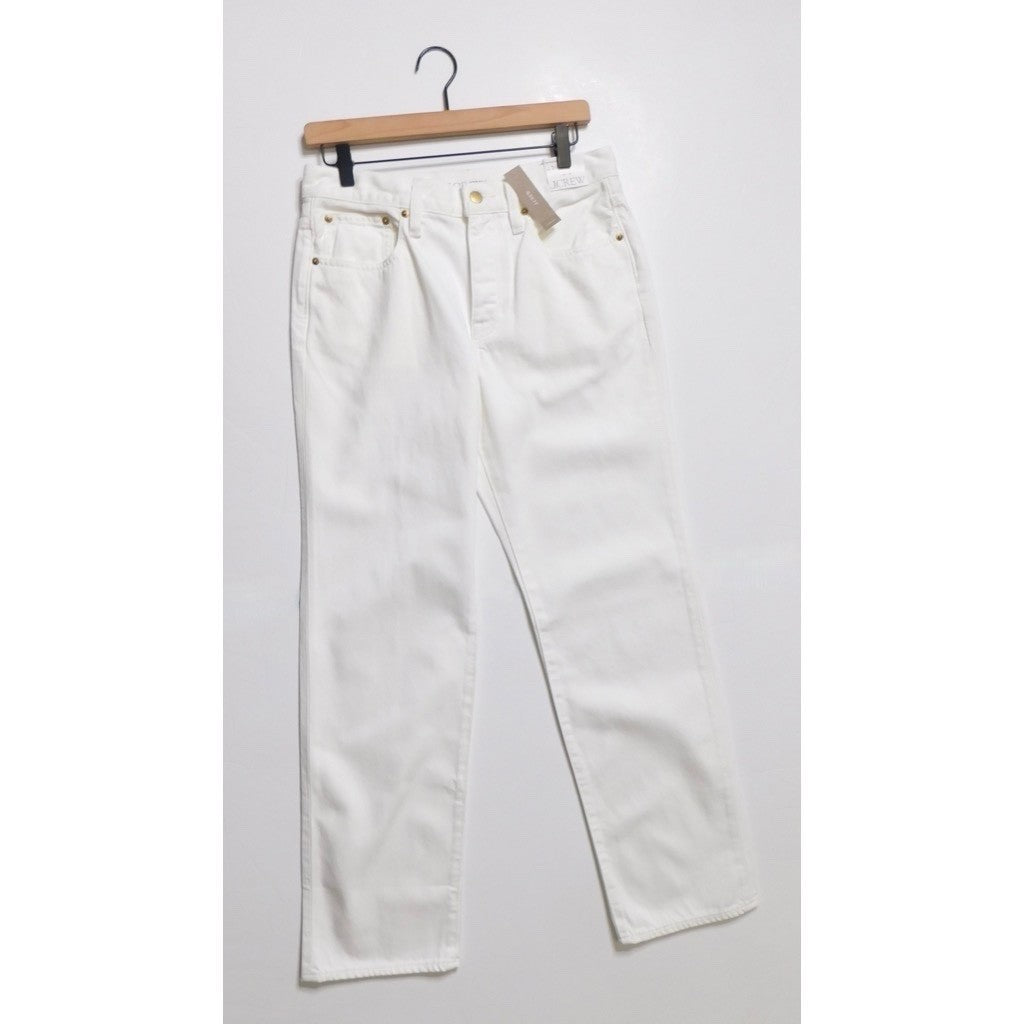 NWT!! J. CREW White '84 Slouchy Jeans Solid Button Fly Straight Legs Size 27